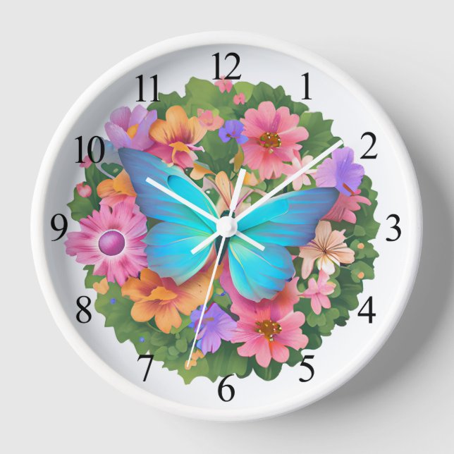 Horloge Jardin aux fleurs de papillons (Recto)