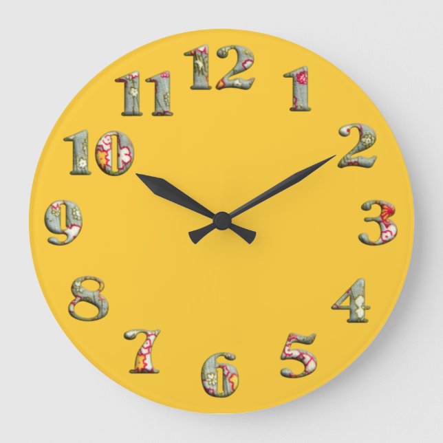 Horloge jaune brillant avec grand nombre mignon 08 (Recto)