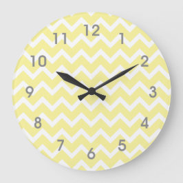 Horloge jaune moderne Chevron blanc - chiffres gri