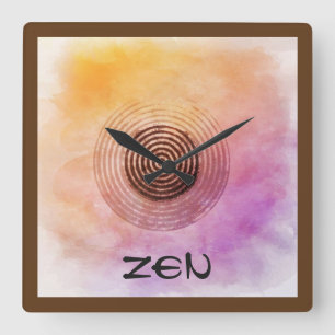 Horloge jaune rose carrée de jardin de zen