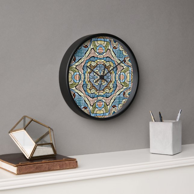 Horloge Jaune Vert Turquoise Bleu Orange Hip Bohème Art (Bureau)