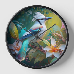Horloge Jay à ailes Turquoises en berceau