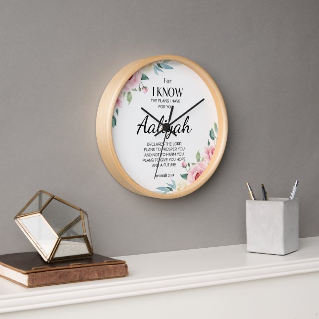 Horloge Jeremiah 29:11 Rose Personnaliser (Bureau)