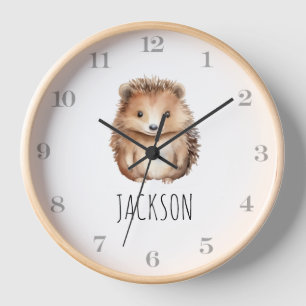 Horloge Joli Hérisson ! monogramme personnalisé