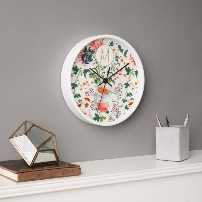 Horloge Joli Monogramme Floral (Bureau)