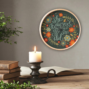 Horloge Jolie Floral Elle Croit Citation Inspiriity Horlog
