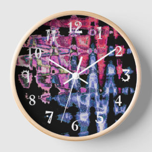 Horloge Jolies aquarelles violettes, grises et noires