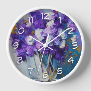 Horloge Jolies fleurs violettes vintage