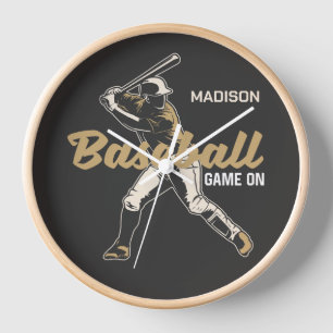 Horloge Joueur de baseball personnalisé et couleur