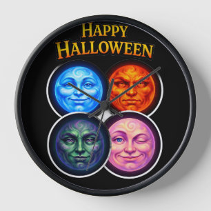 Horloge Joyeux Halloween pour les éléments, lunes aux visa