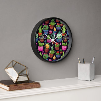 Horloge Kawaii Cactus Wall Clock