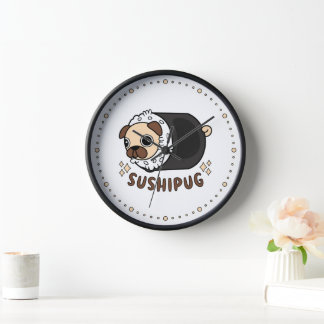 Horloge Kawaii Sushi Carlin Mashup Funny Chien Lover cadea