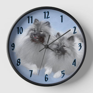 Horloge Keeshond Paire de Kees Peinture Art animal origina
