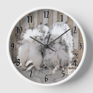 Horloge Keeshonds at the Gate Painting - Original Dog Art