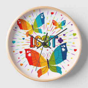Horloge La fierté papillon L'amour est l'amour Sensibilisa