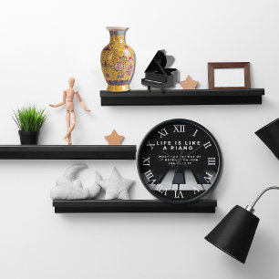 Horloge La vie est comme un piano Inspirants Chiffres roma