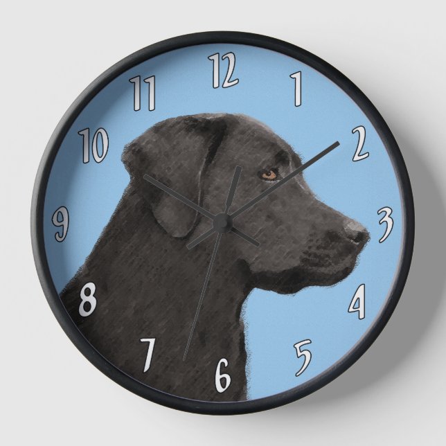 Horloge Labrador Retriever Black Peinture Original Chien A (Recto)