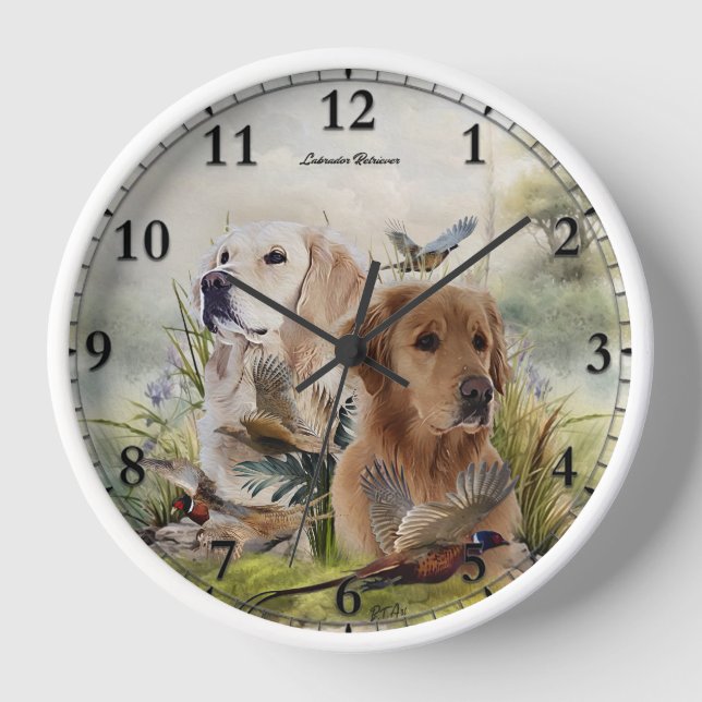 Horloge Labrador Retrivers avec faisan, Art (Recto)