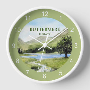 Horloge Lake Buttermere, Cumbria, Angleterre Aquarelle