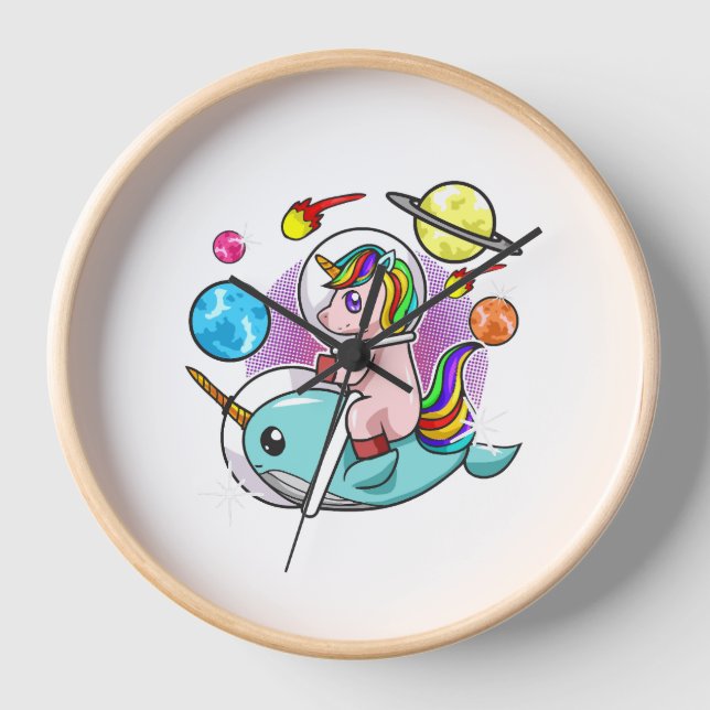 Horloge L'astronaute Unicorn chevauchant l'univers spatial (Recto)