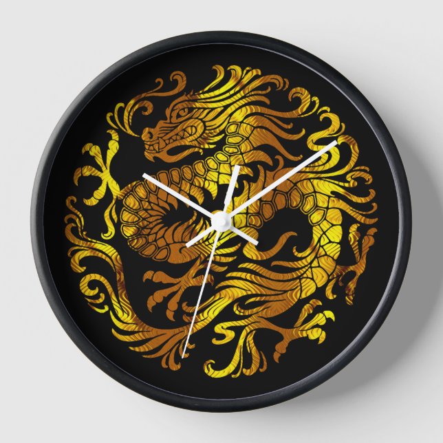 Horloge Le feu d'or : l'engraving d'un dragon (Recto)