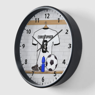Horloge Le football Jersey noir blanc personnalisé du