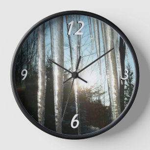 Horloge Lever du soleil à travers Icicles hiver Photograph