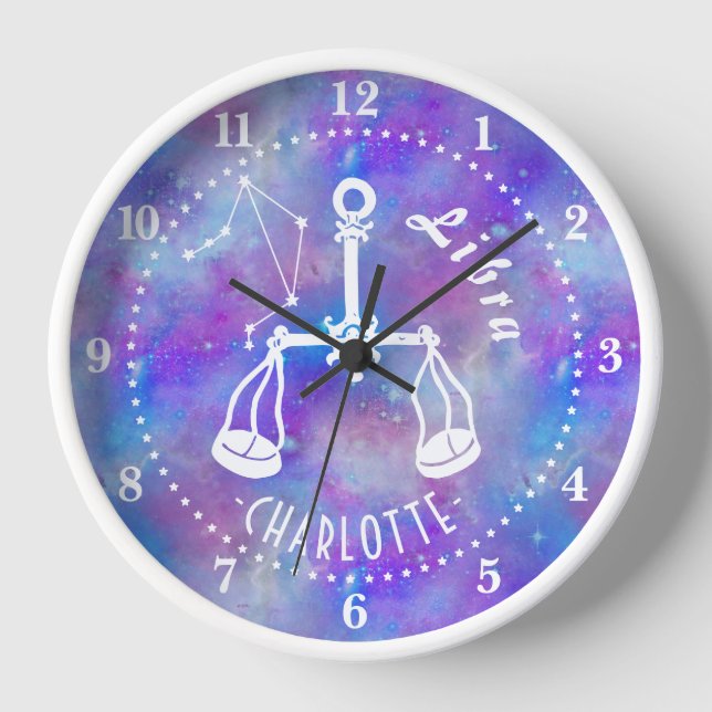 Horloge Libra Scales Constellation Stations Nom Anniversai (Recto)