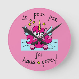 Horloge "Licorne, Aquaponey" Runde Wanduhr