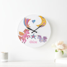 Horloge Licorne pour Enfants Décor pour Filles