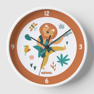 Horloge Lion de dessin et guitare