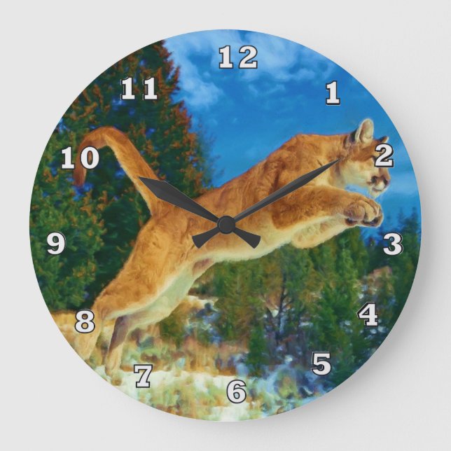 Horloge Lion Montagne Leaping (Cougar) (Recto)