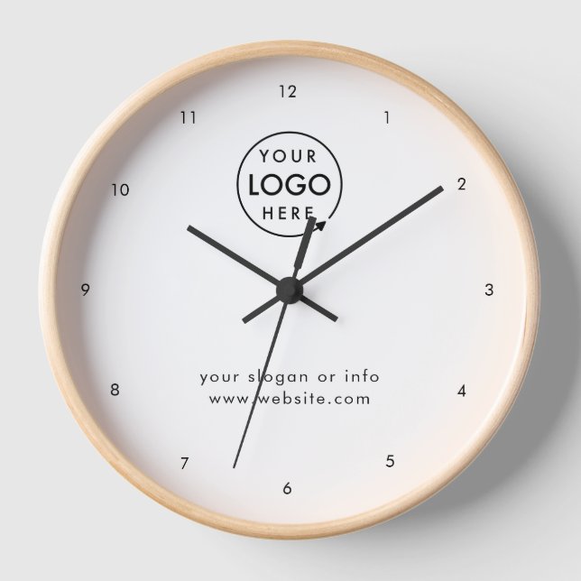 Horloge Logo d'entreprise | Professionnel moderne minimali (Recto)