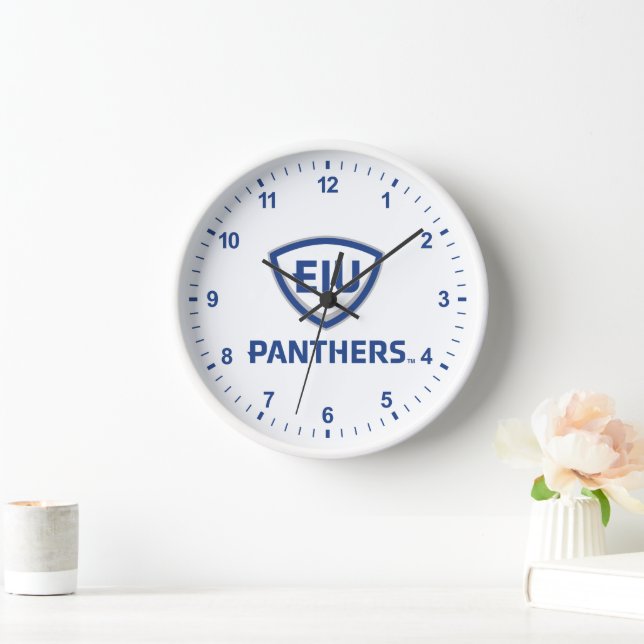 Horloge Logo Eastern Illinois Panthers Shield & Wordmark (Maison)