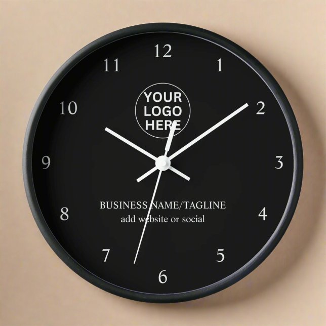 Horloge Logo et texte d'entreprise personnalisés Marque no (Créateur téléchargé)