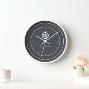 Horloge Logo gris blanc personnalisé