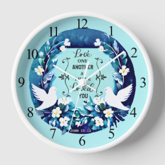 Horloge Love One Another Blue and White Doves