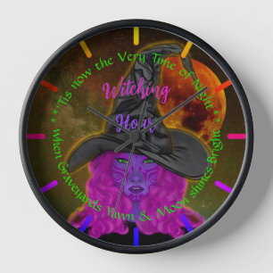 Horloge Magie de minuit violette sorcière envoûtante 