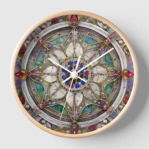 Horloge Mandala de rubis, d'améthyste, de saphir et de per
