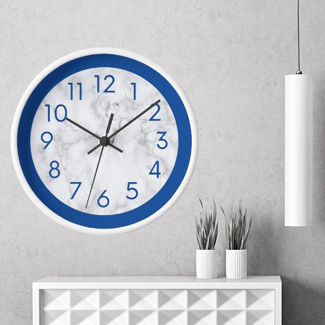 Horloge Marbre Moderne Bleu Et Blanc (Créateur téléchargé)