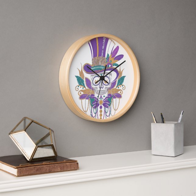 Horloge Mardi Gras Costume sucre crâne fête carnaval (Bureau)