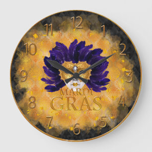 Horloge Mardi Gras, Masque Mardi Gras En Plumes Bl
