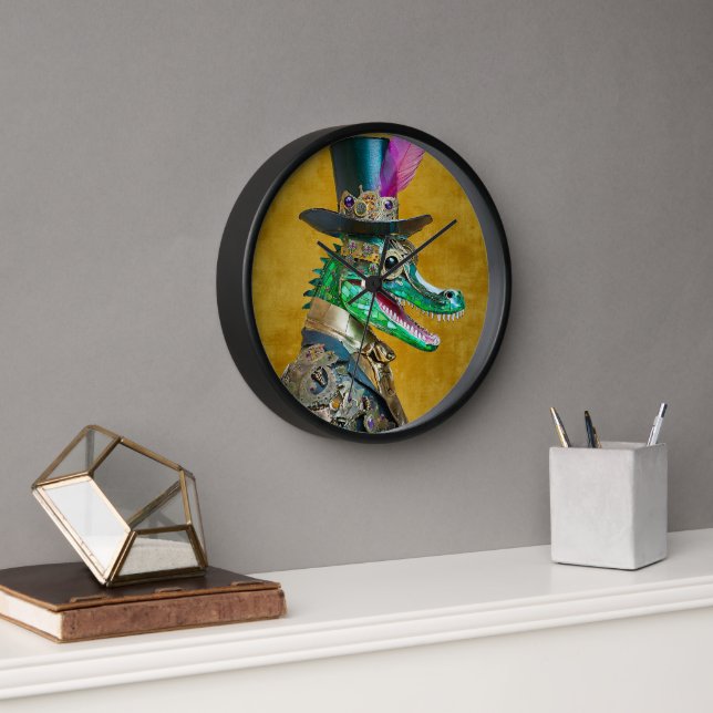Horloge Mardi Gras Steampunk Party Animal Alligator (Bureau)