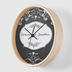 Horloge Mariages à la typographie sur tableau noir