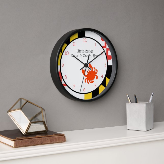 Horloge Maryland Flag and Crab (Bureau)