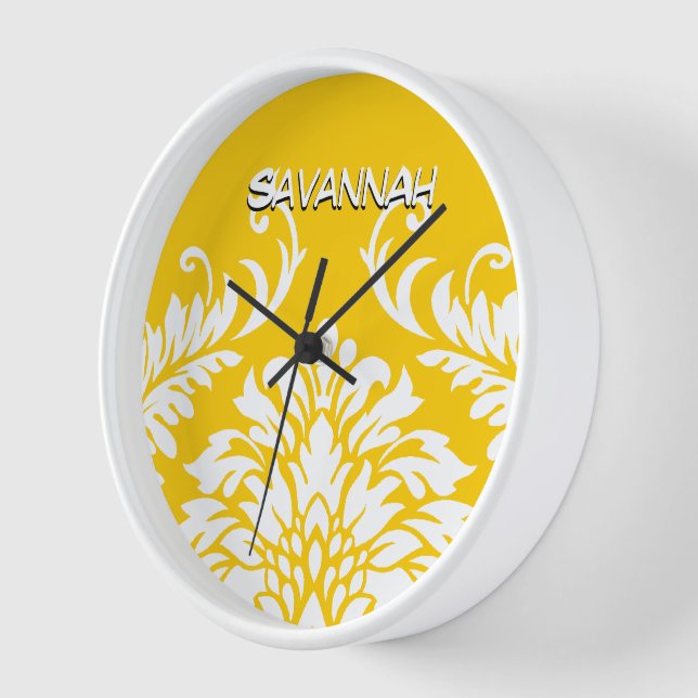 Horloge Masque jaune moutarde personnalisée ou couleur (Angle)