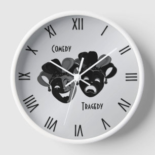 Horloge Masques de théâtre de comédie et de tragédie