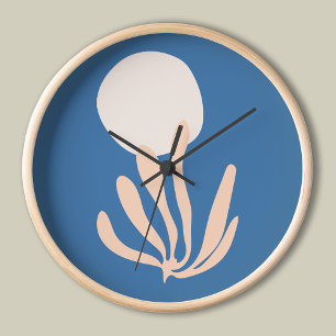 Horloge Matisse a inspiré Peach et découpure de feuille bl