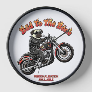 Horloge Mauvais jusqu'à l'os "Attitude Pugly" Biker Pug