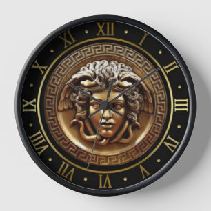 Horloge Méduse en cuivre et or